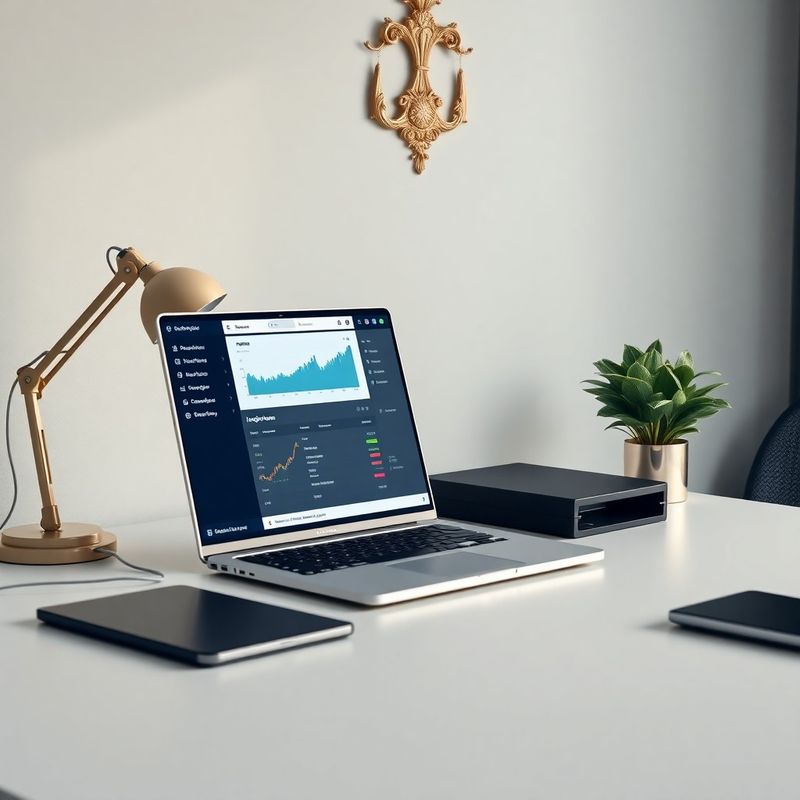 Otevřený notebook s dashboardem broker integrace na stole